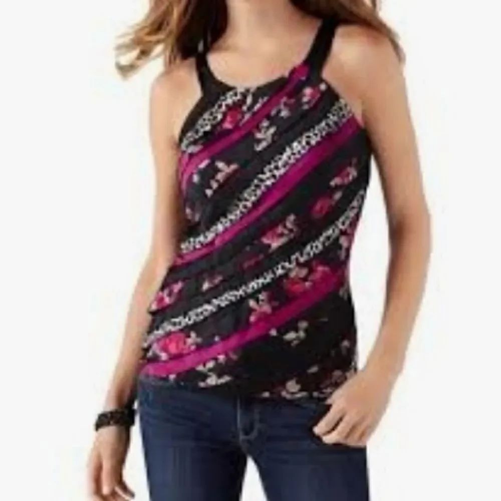 White House Black Market Black and Purple Blouse